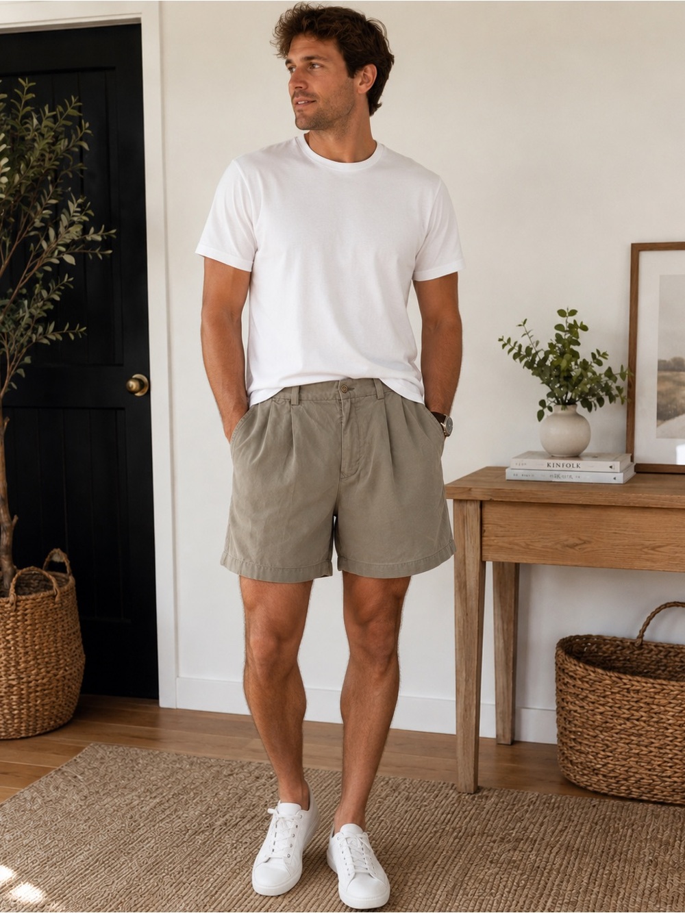 Tommy Bahama 100% Silk Pleated Khaki Shorts Men’s Size 34 Classic Luxury